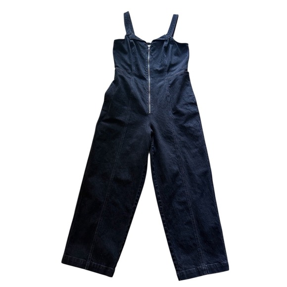 Madewell Pants - Madewell Black Denim Zip-Front Sleeveless Jumpsuit with Structured Front Size 14
